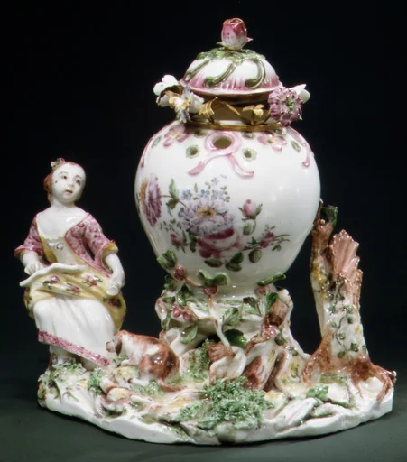 Potpourri Vase with Girl and Dog