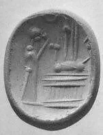 Stamp seal (octagonal pyramid) with cultic scene — Unknown