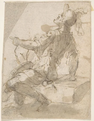 Startled Figure of a Soldier Seated on a Block