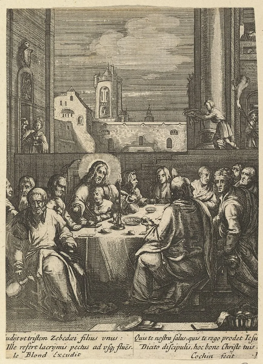The Last Supper, from "The Passion of Christ" — Hendrick Goltzius|Nicolas Cochin|Jean I Leblond
