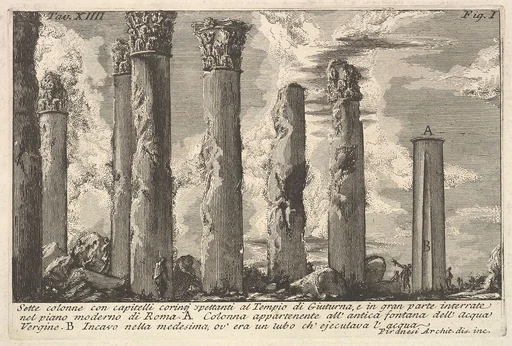 Seven columns of the Temple of Juturna with Corinthian capitals . . . (Sette colonne con capitelli corinti spettanti al Tempio di Giuturna . . .)