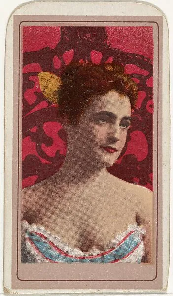 Actress seated in elaborately backed chair, from the Actresses series (T176) issued by Sweet Caporal Cigarettes — Kinney Brothers Tobacco Company