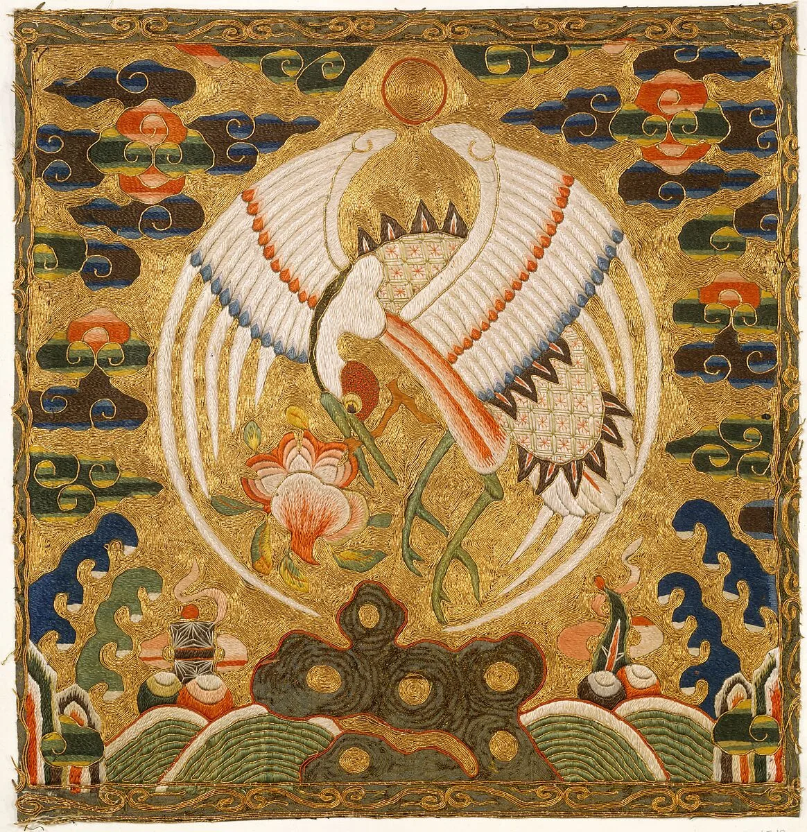 清早期 刺繡仙鶴補|Rank Badge with Crane — Unknown