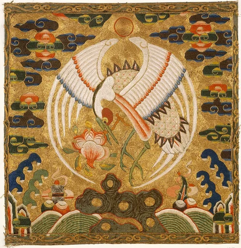 清早期 刺繡仙鶴補|Rank Badge with Crane