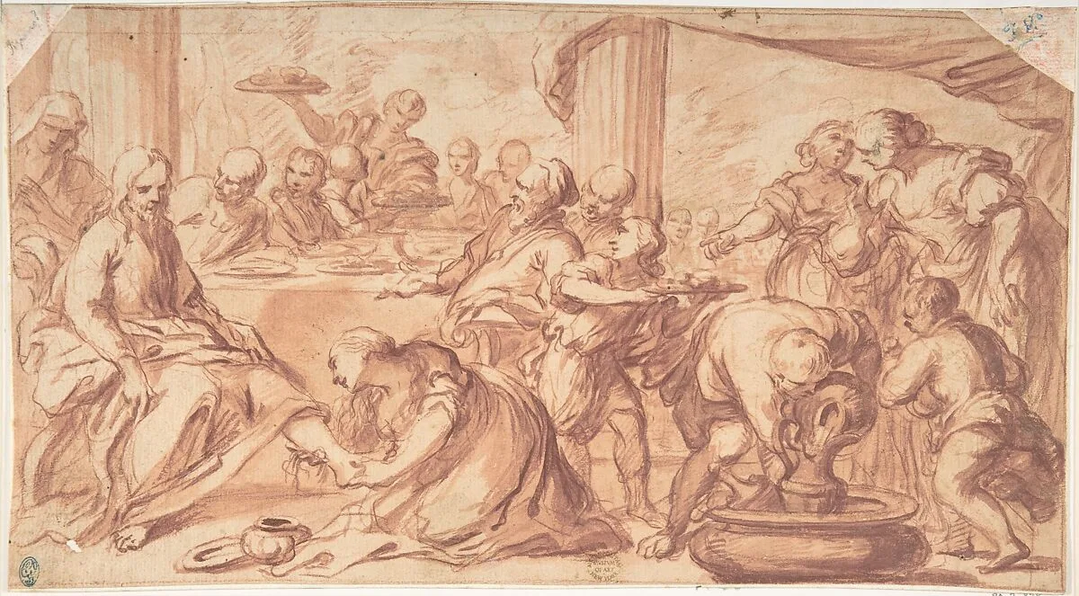 Mary Magdalen Washing Christ's Feet — Anonymous, Italian, Roman-Bolognese, 17th century