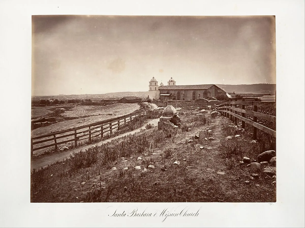 Santa Barbara and Mission Church — Carleton E. Watkins