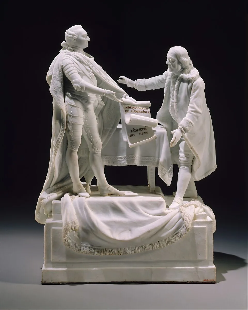 Figure of Louis XVI and Benjamin Franklin — Charles-Gabriel Sauvage, called Lemire pere