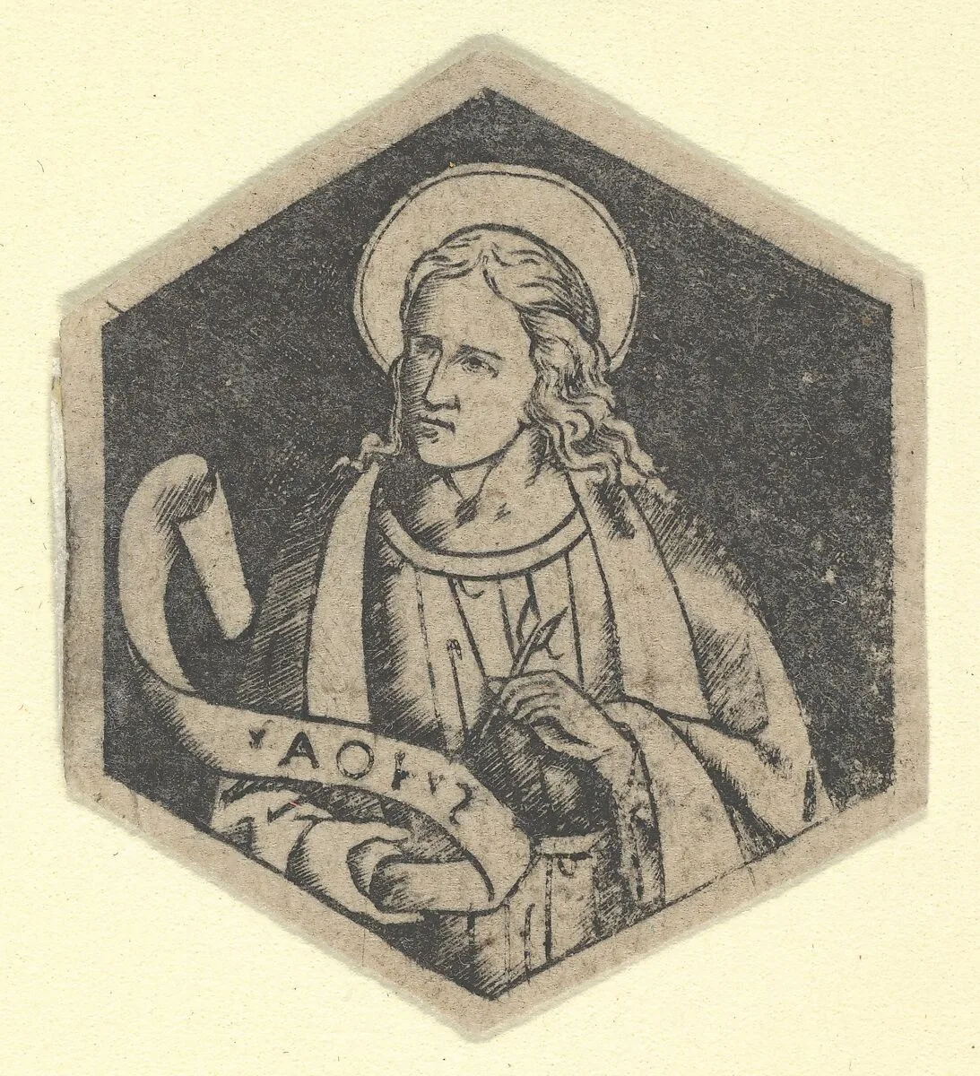 St John the Evangelist, holding a banderole (possibly a modern impression) — Anonymous