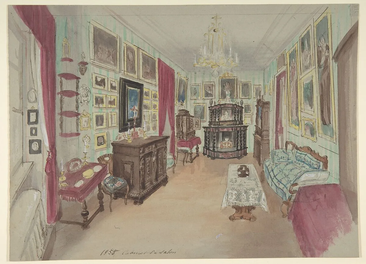 Drawing of an Interior: Cabinet du Salon — Anonymous, French, 19th century