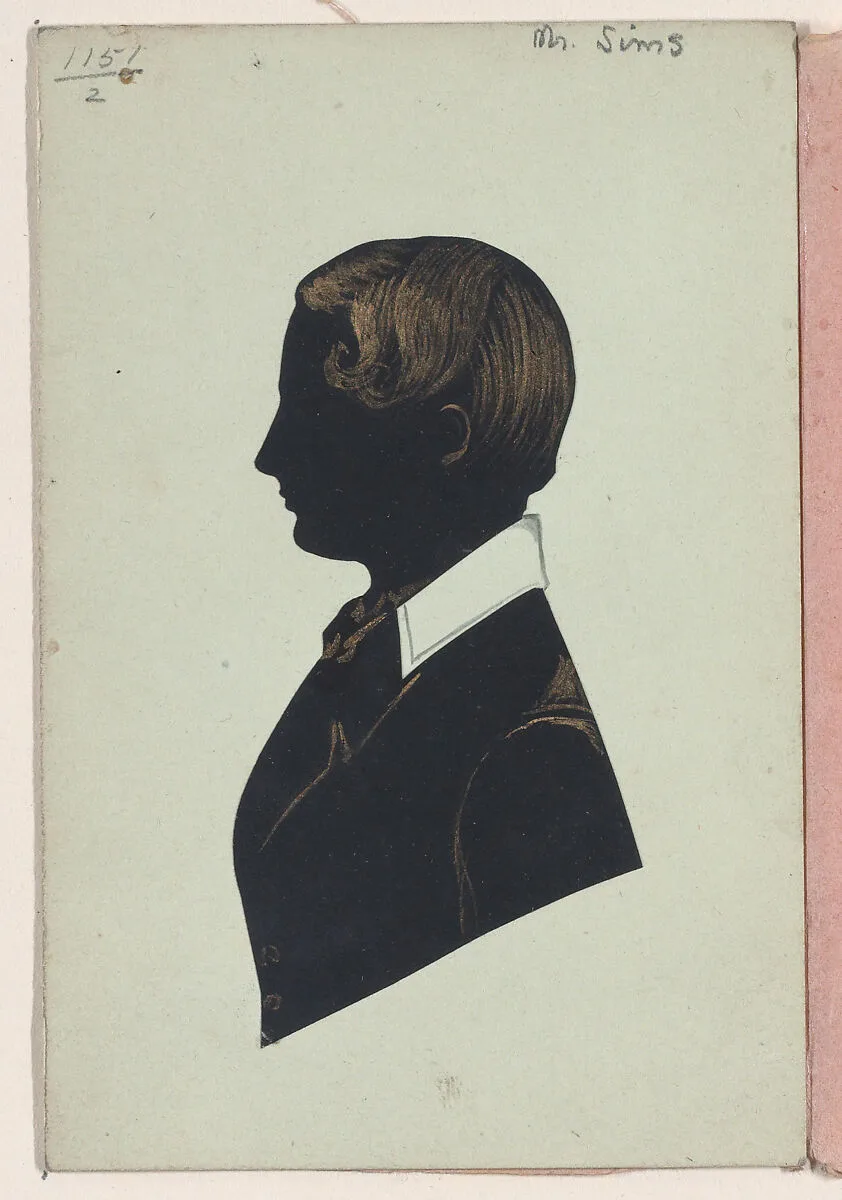 Double sided silhouette portraits of Mr. Sims and a young woman — Edgar Adolphe