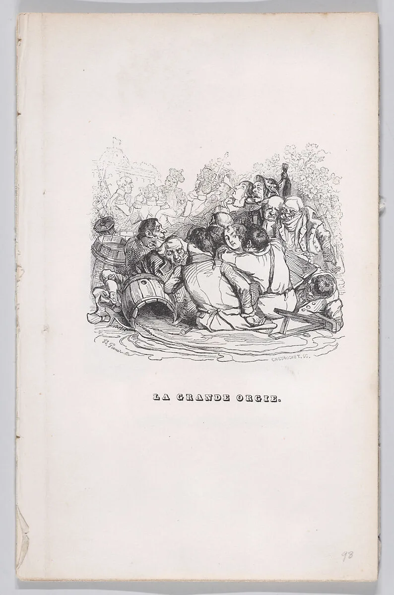 "The Big Orgy" from The Complete Works of Béranger — Pierre Jean de Béranger|Henry Isidore Chevauchet|J. J. Grandville|Fournier & Perrotin
