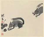 清/現代 齊白石 松鼠櫻桃圖 軸|Squirrel and Cherries