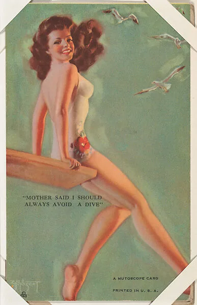 "Mother Said I Should Avoid A Dive" from Artist Pinup Girls series (W424) — International Mutoscope Reel Company