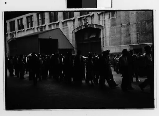 [Two 35mm Film Frames: Picket Line on Waterfront, New York City]