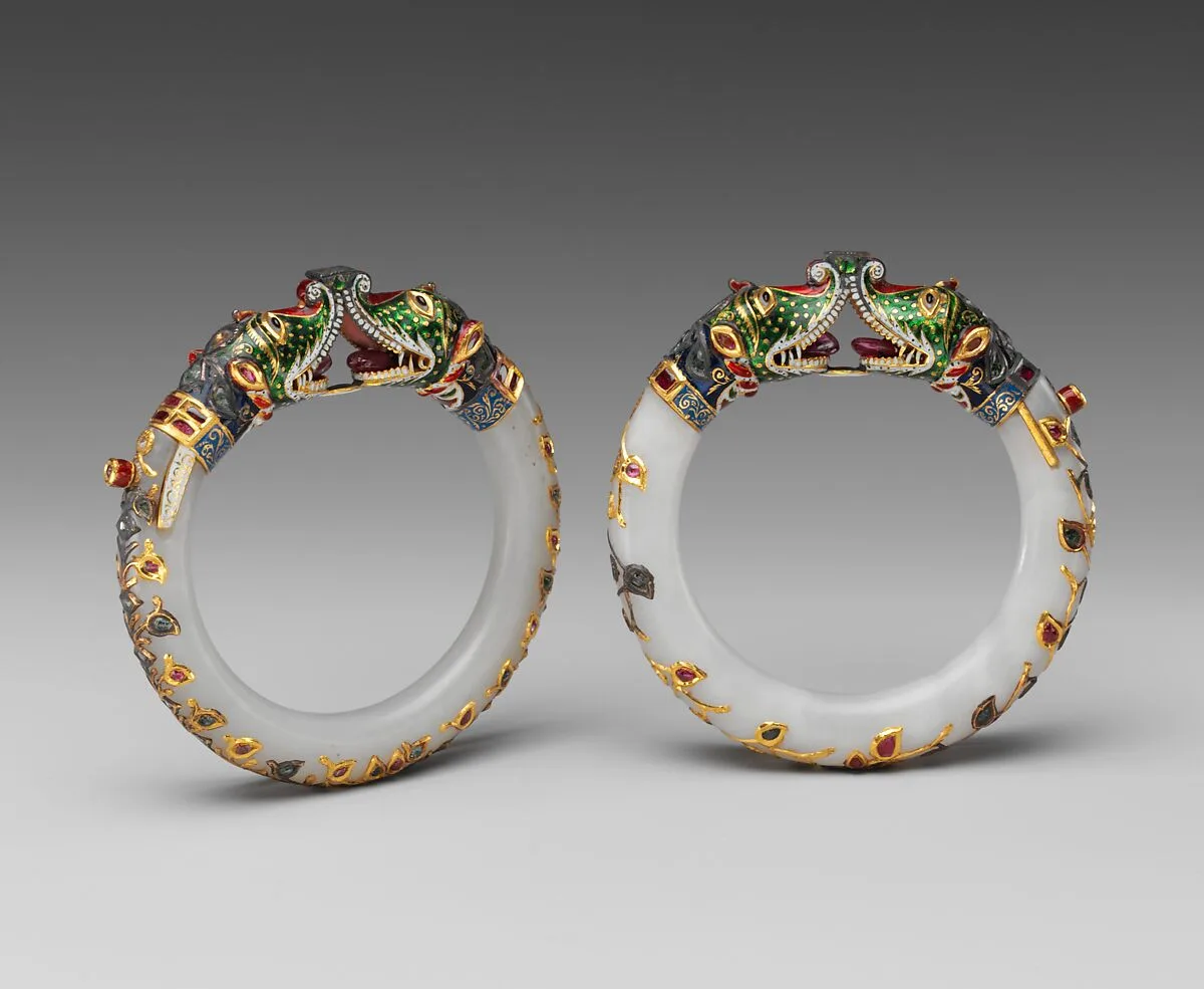 莫臥兒王朝 鑲金嵌寶玉手鐲|Bracelet (one of a pair) — Unknown