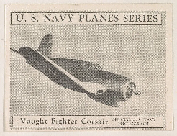 Vought Fighter Corsair, bakery card from the U. S. Planes and Warships series (D85) — Purity Pretzel Company