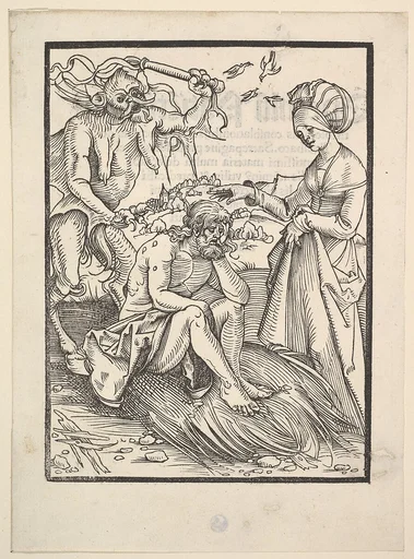 Job Tempted by a Demon; verso text from the Speculum Patientiae