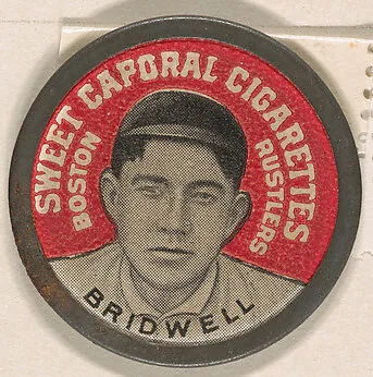 Bridwell, Boston Rustlers (red), from the Domino Discs series (PX7), issued by Kinney Brothers — Kinney Brothers Tobacco Company