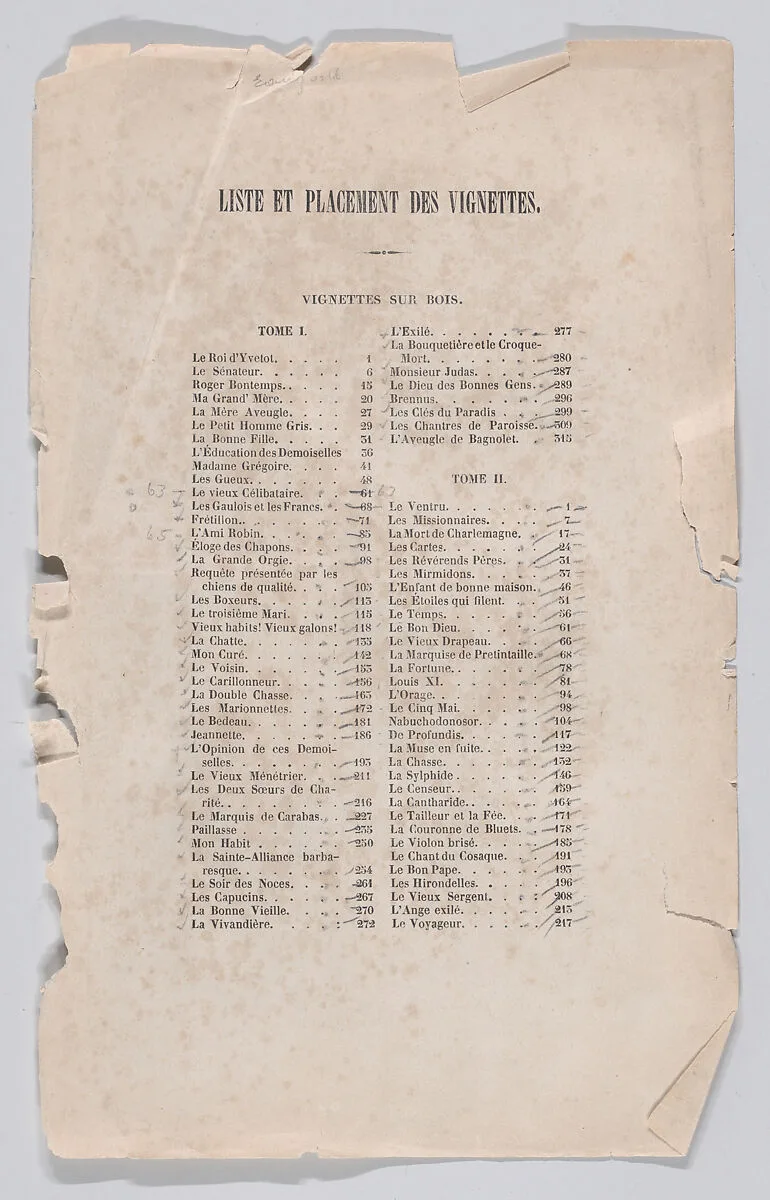 List and Placement of Vignettes, for The Complete Works of Béranger — Pierre Jean de Béranger|Fournier & Perrotin