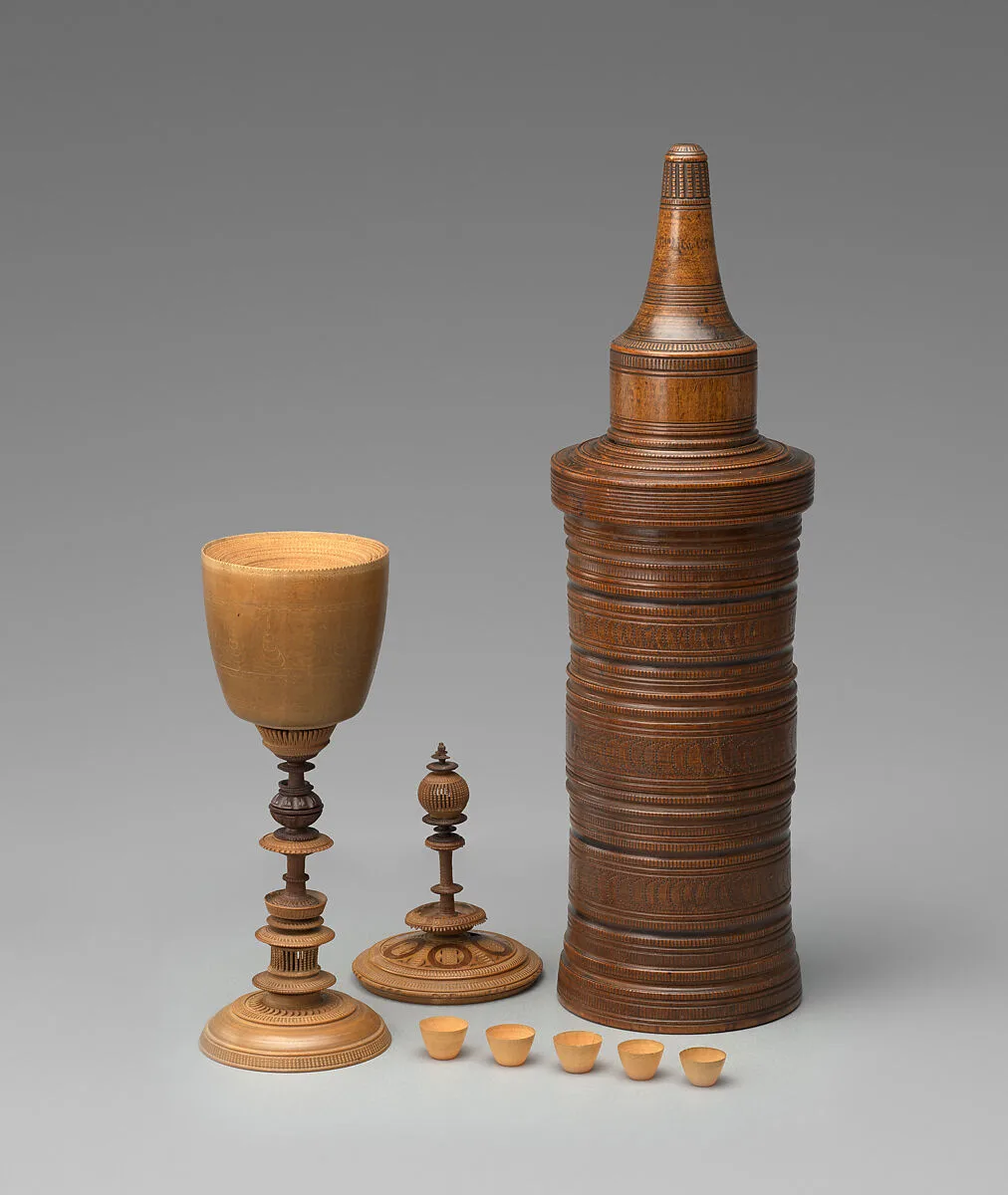 Turned cup and cover with inserts and original case — Unidentified|Royal Workshop, Copenhagen