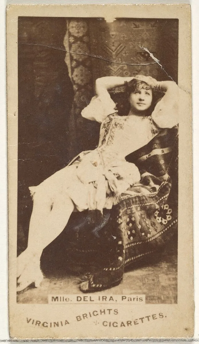 Mlle. Del Ira, Paris, from the Actors and Actresses series (N45, Type 1) for Virginia Brights Cigarettes — Allen & Ginter
