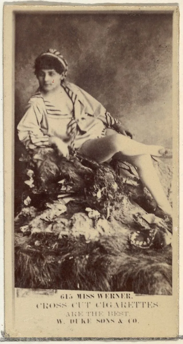 Card Number 615, Miss Werner, from the Actors and Actresses series (N145-3) issued by Duke Sons & Co. to promote Cross Cut Cigarettes — W. Duke, Sons & Co.