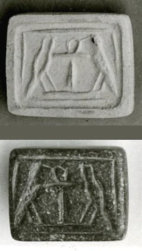 Stamp Seal Inscribed With An Ankh Between Two Falcons