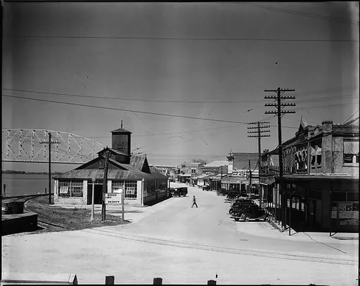 [Main Street, From Across Railroad Tracks, Morgan City, Louisiana]