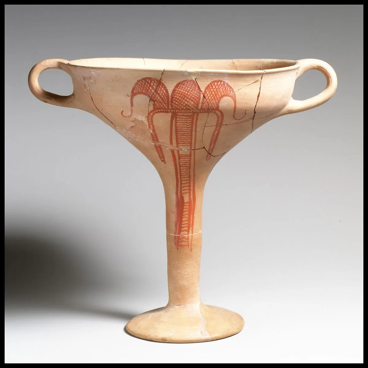 Terracotta kylix (drinking cup) with flower — Unknown