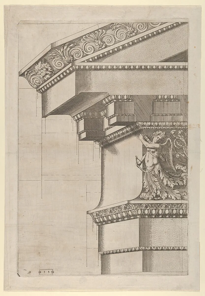 Temple of Serapis, pediment and cornice, projection view — Master AP