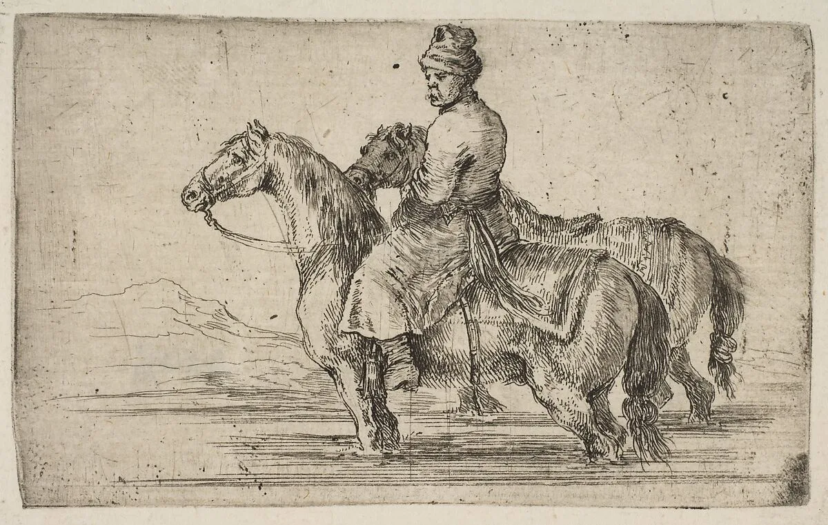 A Polish Groom Bathing Horses — Stefano della Bella