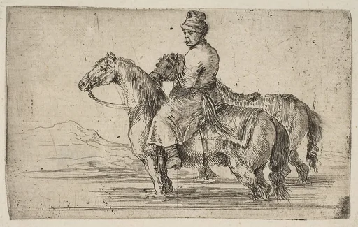 A Polish Groom Bathing Horses