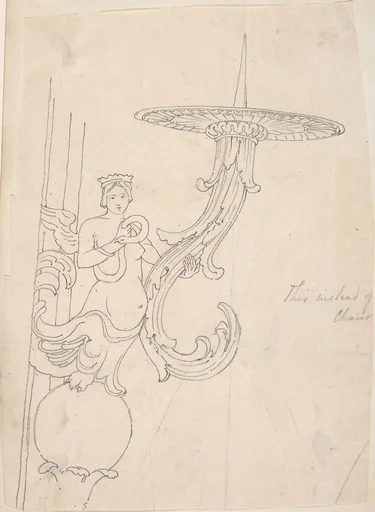 Design for Metal Candleholder Supported by a Sphinx