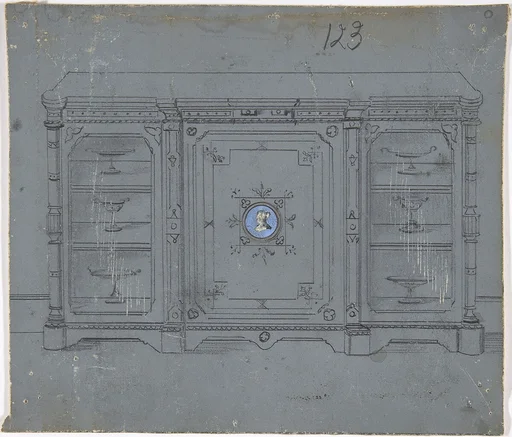 Design for a Cabinet witha Porcelain Plaque on the Center Panel