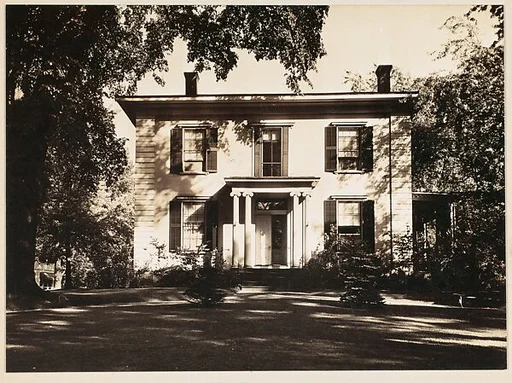 [Greek Revival House with Paired Ionic Columns in Entry Porch, Northampton, Massachusetts]