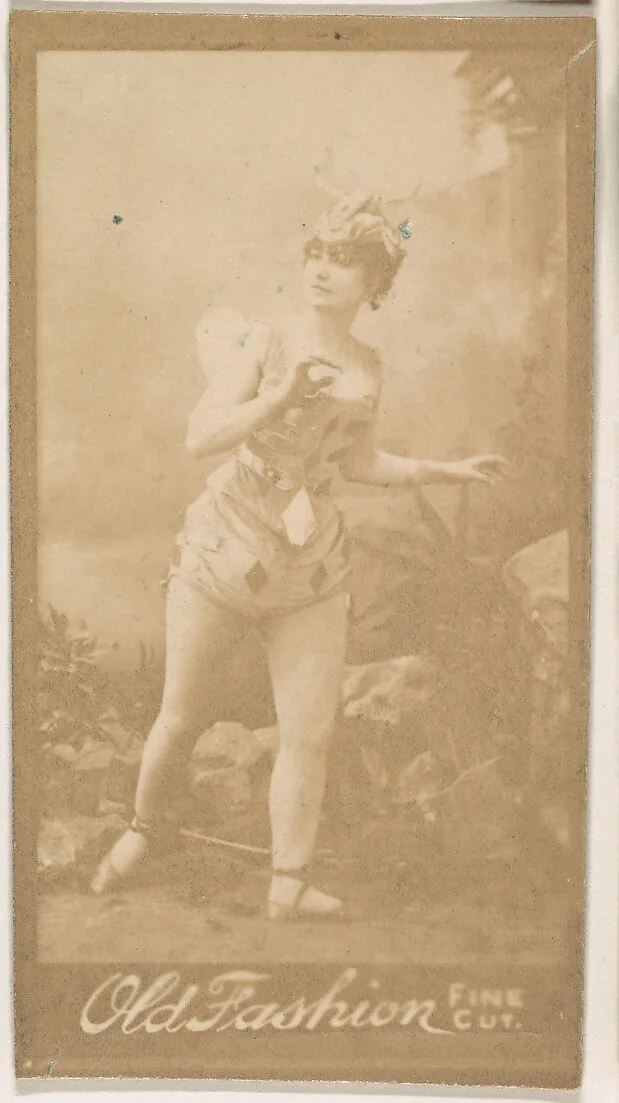 Actress wearing diamond-patterned costume, from the Actresses series (N664) promoting Old Fashion Fine Cut Tobacco — Unknown