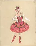 Costume Design for Female Dancer (recto); Costume Sketch (verso) — Mstislav Dobuzhinsky