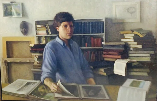 Self-Portrait with Books — Ephraim Rubenstein