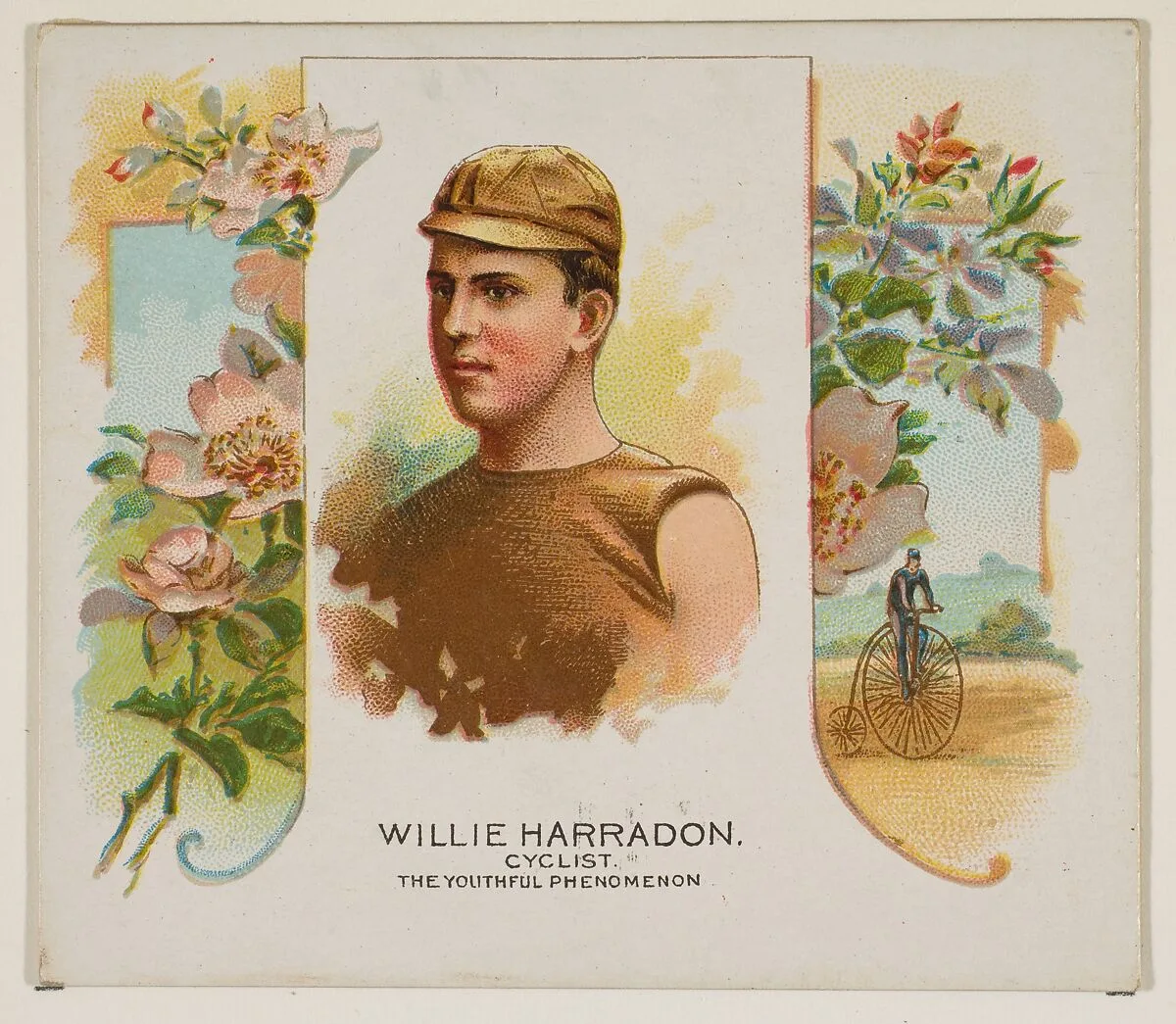 Willie Harradon, Cyclist, The Youthful Phenomenon, from World's Champions, Second Series (N43) for Allen & Ginter Cigarettes — Allen & Ginter|Lindner, Eddy & Claus