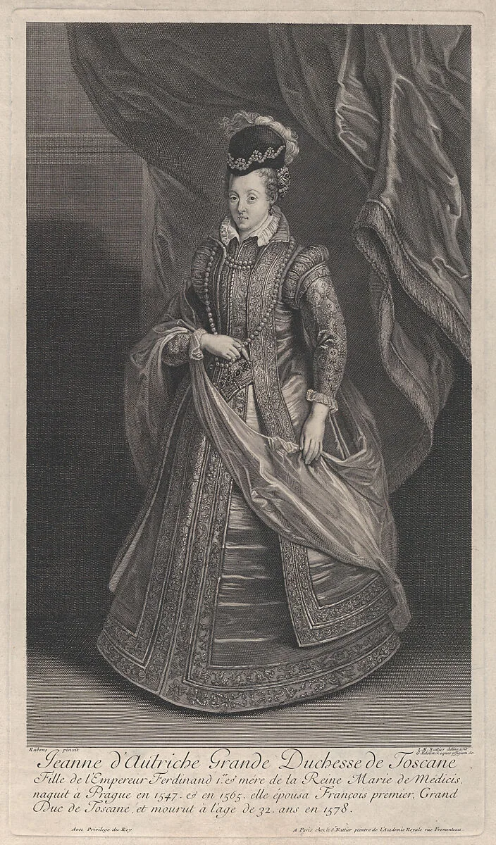 Portrait of Joanna of Austria, Grand Duchess of Tuscany — Jean Marc Nattier|Jean Marc Nattier|Gérard Edelinck|Peter Paul Rubens|Joanna of Austria, Grand Duchess of Tuscany