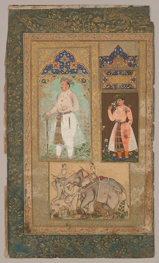 Composite Album Page with Standing Figure of Jahangir