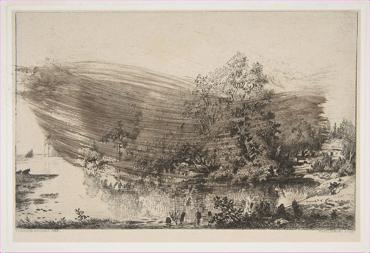 Métairie sur les bords de l'Oise — Félix Bracquemond|Théodore Rousseau