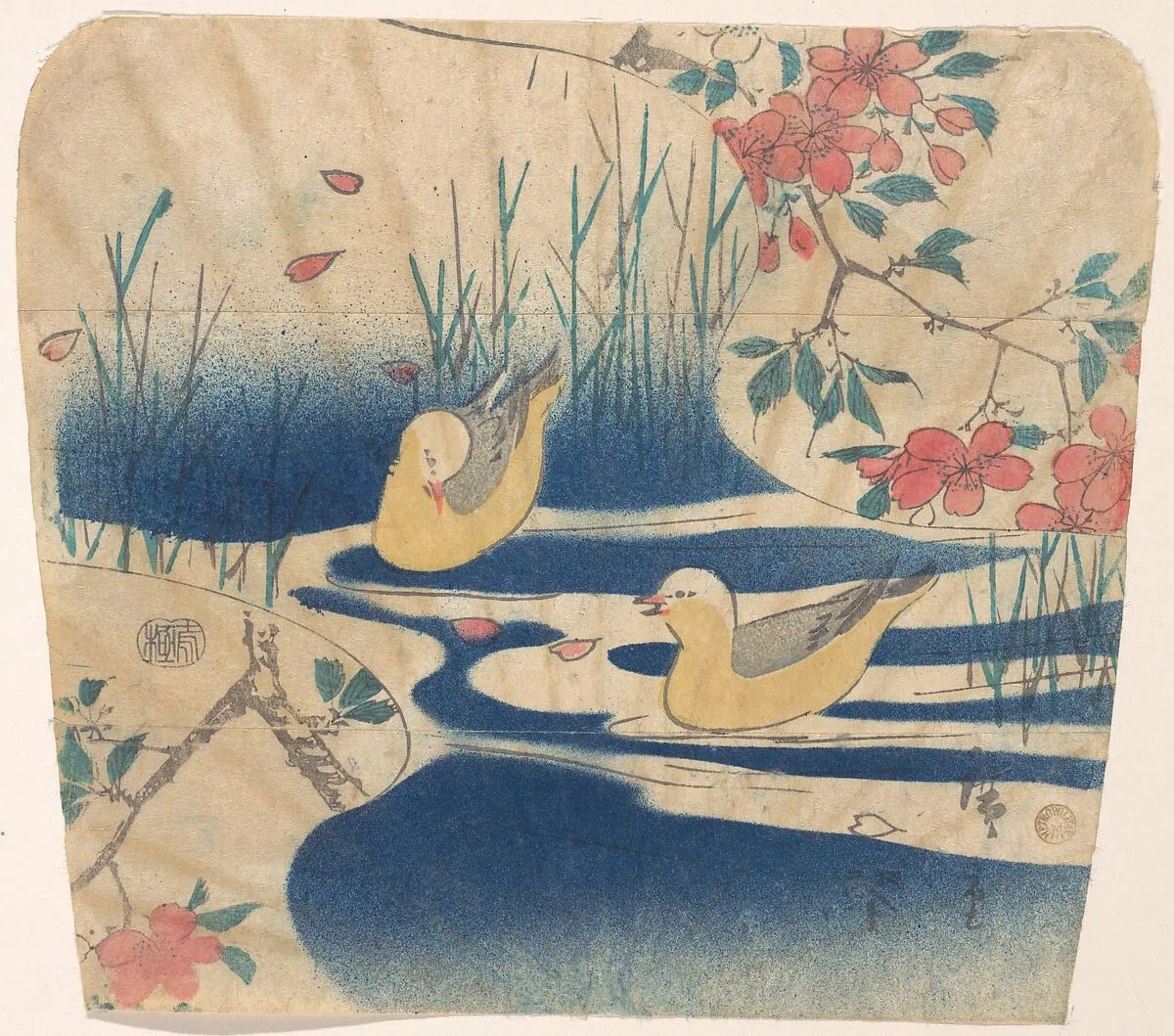 歌川広重画 桜花に都鳥|Hooded Gulls and Cherry Blossoms — Utagawa Hiroshige