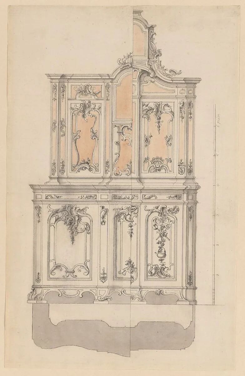 Design for a Cabinet with an Alternative for the Right Side — Anonymous, French, 18th century