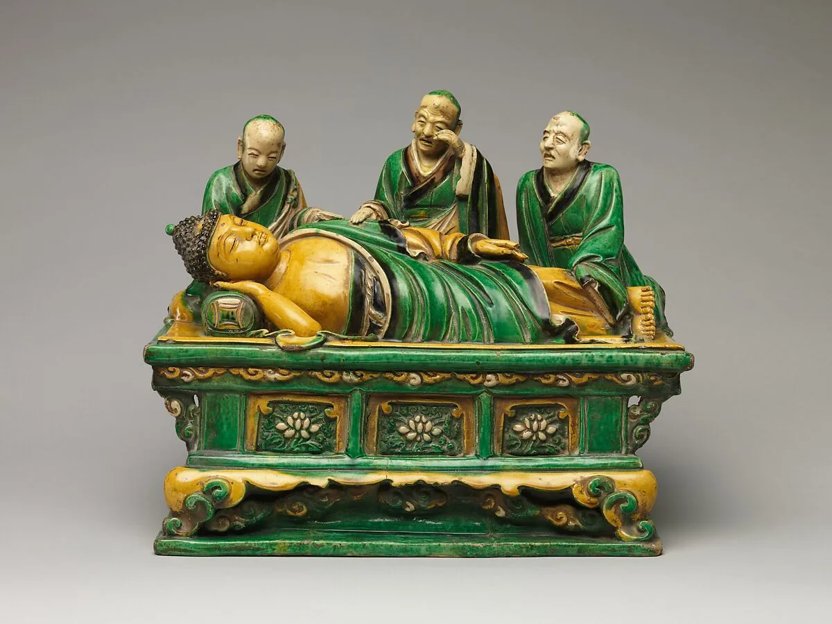 明弘治 三彩佛涅磐組像|Par nirvana (death and transcendence of the Buddha) and attendant arhats — Qiao Bin