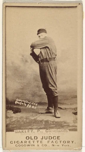 Edward Enoch "Jersey" Bakely, Pitcher, Cleveland, from the Old Judge series (N172) for Old Judge Cigarettes