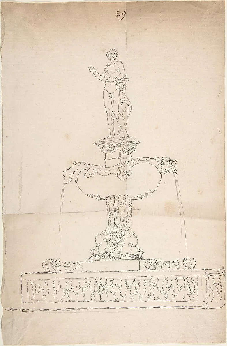 Sketch of Fountain — Anonymous, French, 18th century