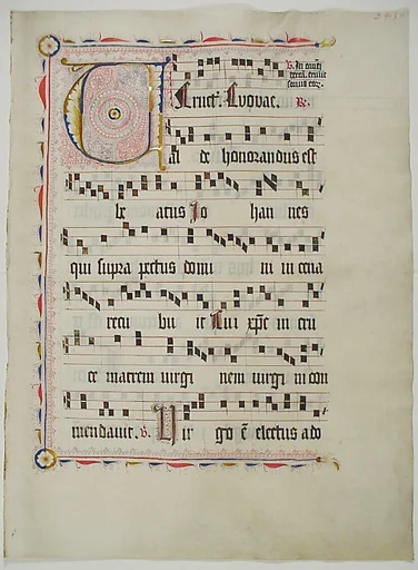 Manuscript Leaf with Initial V, from an Antiphonary