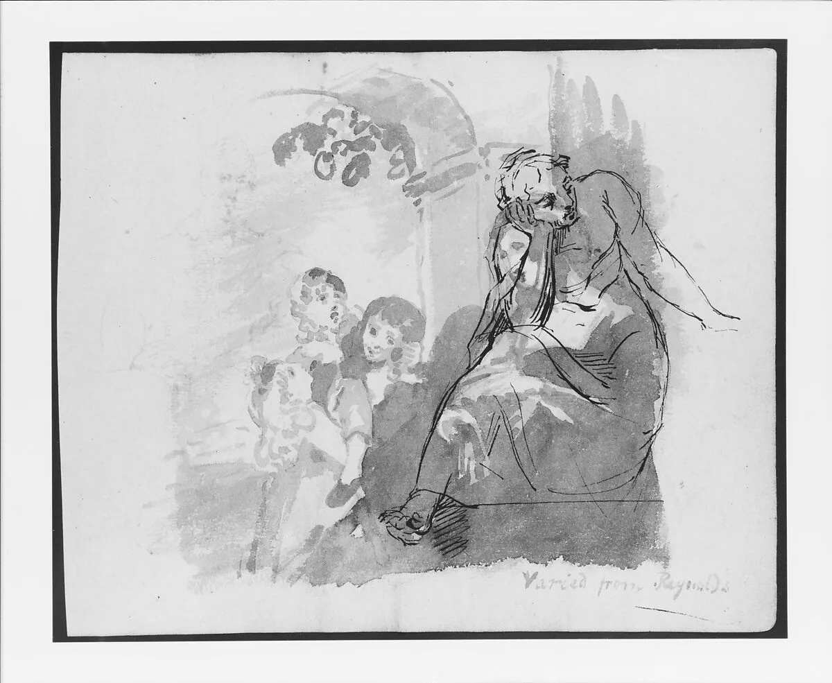 After Reynolds; Mother and Three Children; Draped Figure Studies (from Sketchbook) — Thomas Sully
