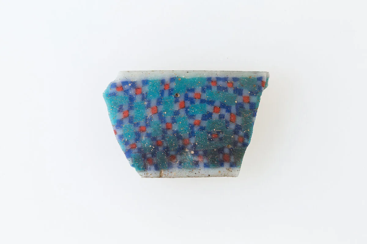 Inlay fragment, patten of diamonds formed from smaller squares — Unknown